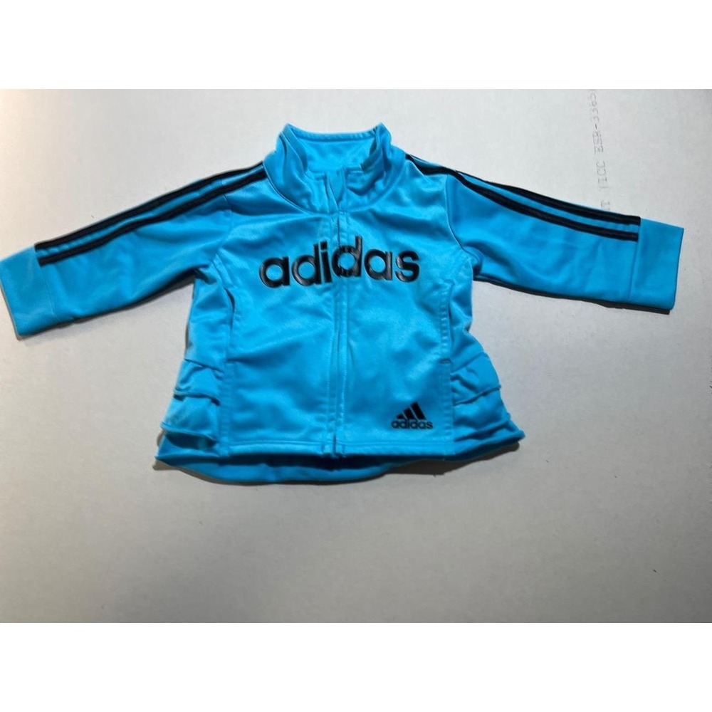 Adidas Baby Girl Blue Ruffle Back Track Jacket Full Zip 3 Months